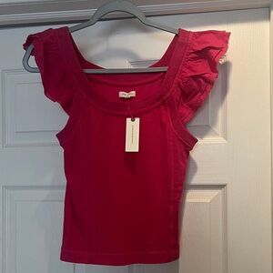 Pilcro Vibrant pink Ruffle Sleeve Blouse